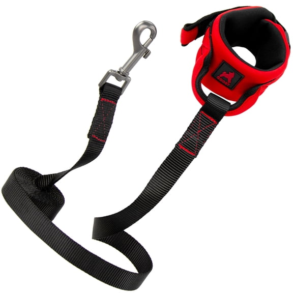 Gooby Neoprene Wrist Band Surfer Leash - Red, 6 FT - Hands Free Dog Leash with Padded Handle - Dog Leashes for Small Dogs, Medium Dogs, and Large Dogs for Indoor and Outdoor Use