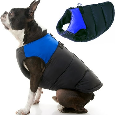 Gooby Padded Vest Dog Jacket - Blue, Large - Warm Zip Up Dog Vest Fleece Jacket with Dual D Ring Leash Water Resistant Small Dog Sweater