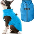 thumbnail image 1 of Gooby Puffer Vest Dog Jacket - Blue, Large - Ultra Thin Zip Up Wind Breaker with Dual D Ring Leash Water Resistant Small Dog Sweater, 1 of 5