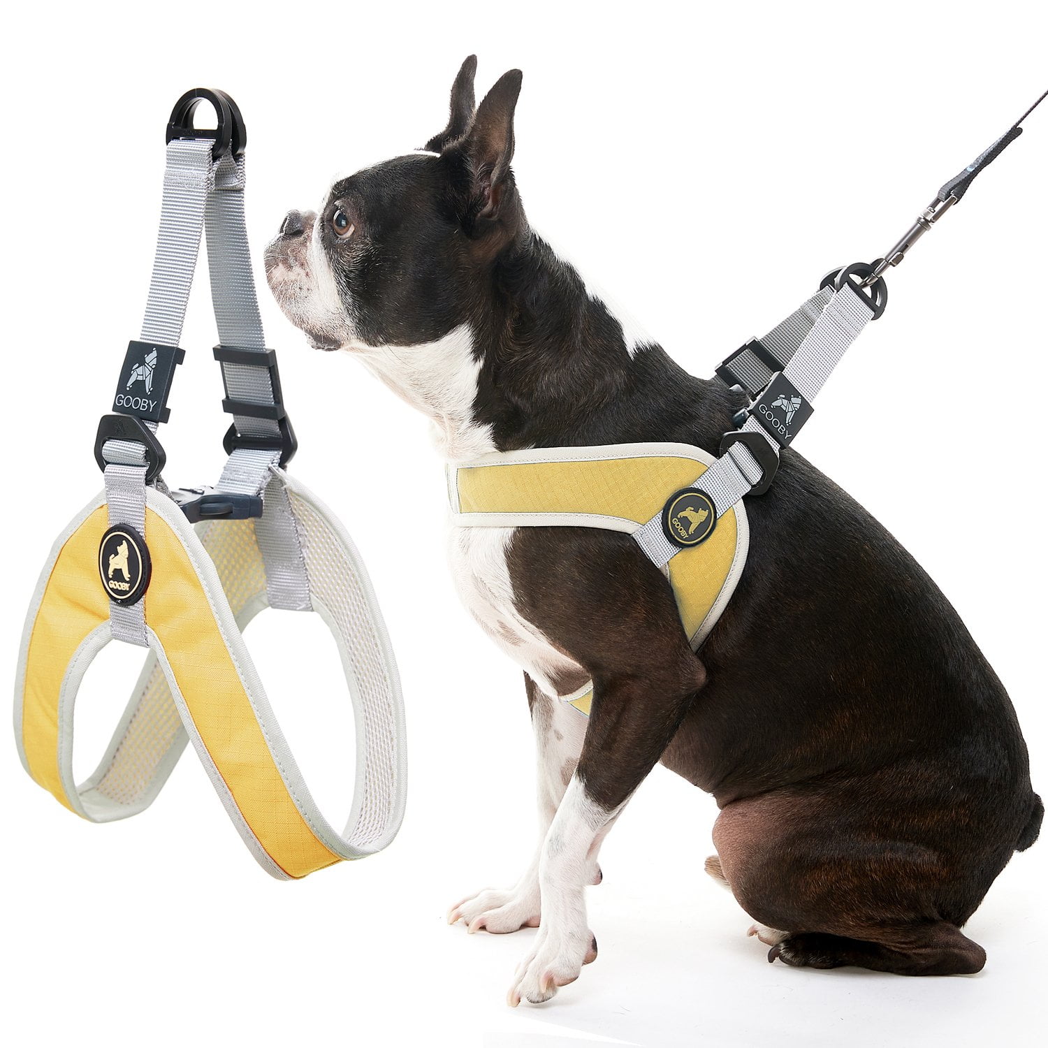 Gooby Simple Step in III Harness Yellow, Small No Pull Small Dog Harness  with Scratch Resistant Outer and Soft Inner Mesh Vest