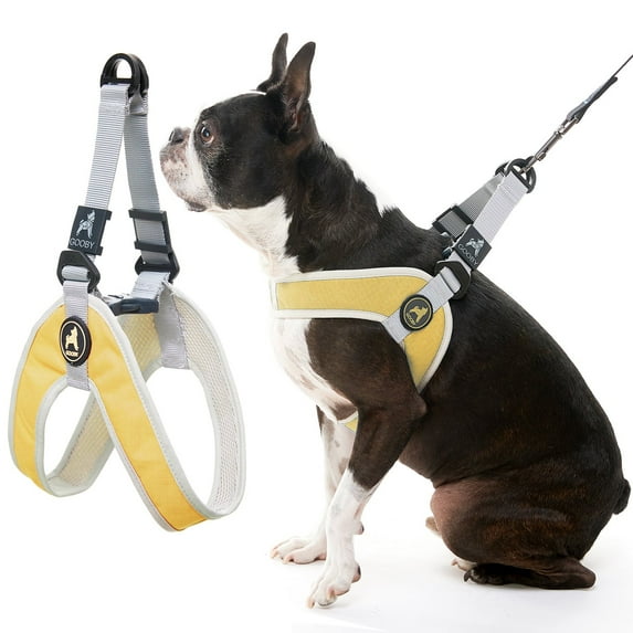 Gooby Simple Step in III Harness - Yellow, Small - No Pull Small Dog Harness with Scratch Resistant Outer and Soft Inner Mesh Vest