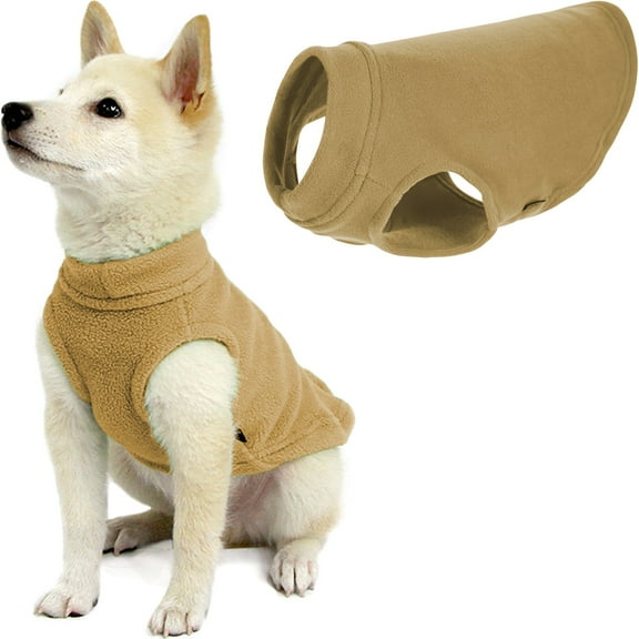 Gooby Stretch Fleece Vest - Sand, X-Small - Warm Pullover Stretchable Soft Fleece For Dogs with Multiple Colors and Sizes Indoor and Outdoor Use