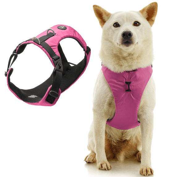 Gooby Trailblazer Harness - Raspberry Rose, Large - Comfortable Maximum Padding Shock Absorbing No Pull Dog Harness with Easy-Snap & Swivel Buckles for Small Dog and Medium Dog