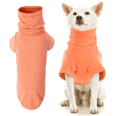 Gooby Turtle Neck Microfiber Stretch Fleece - Flamingo, Large - Comfortable and Warm Sweater Good for Layering for Small Dog and Medium Dog