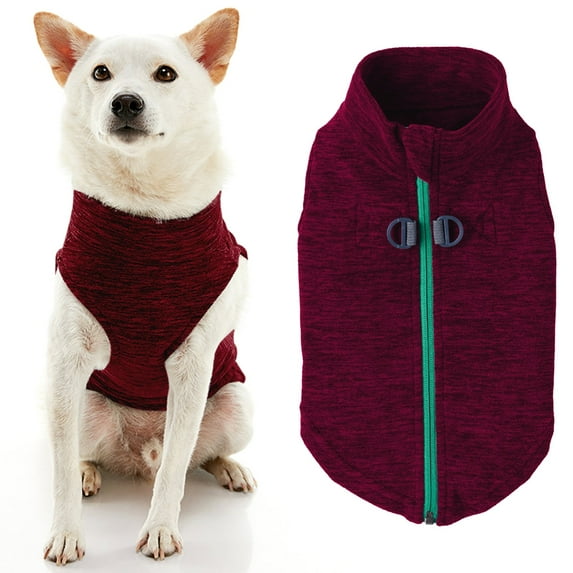 Gooby Zip Up Fleece Dog Sweater - Fuchsia Wash, Small - Warm Pullover Fleece Step-In Dog Jacket WITH Dual D Ring