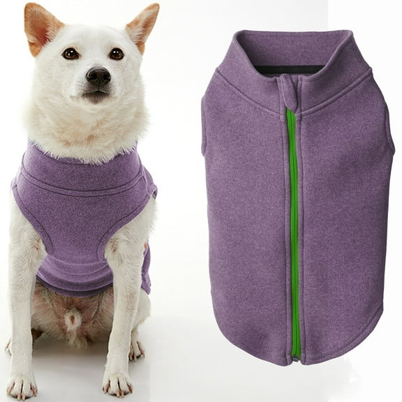 Gooby Zip Up Microfiber Fleece Vest - Purple, X-Large - Step-In Double Layered Microfiber Vest for Dogs