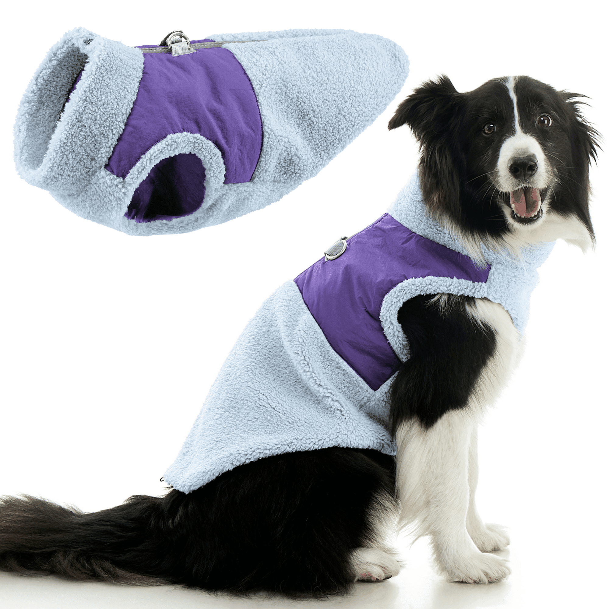 Gooby Zip Up Sherpa Vest Slate Gray, Small Comfortable Two Tone