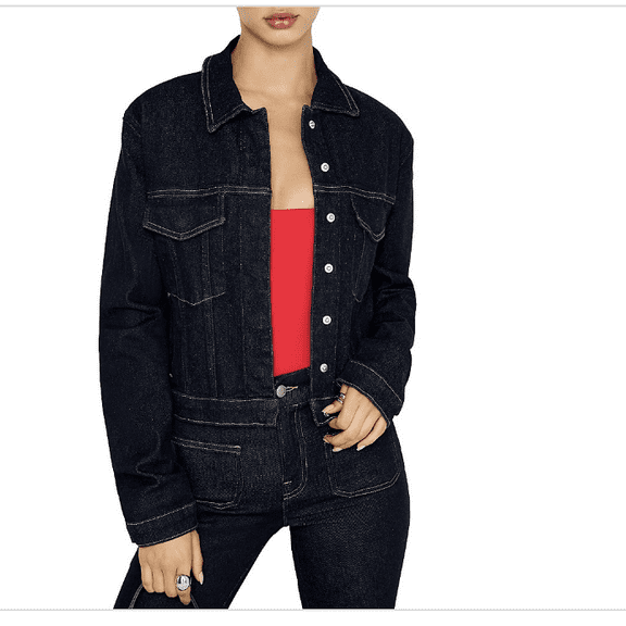 GOOD AMERICAN womens  Committed Denim Jacket, m, Blue