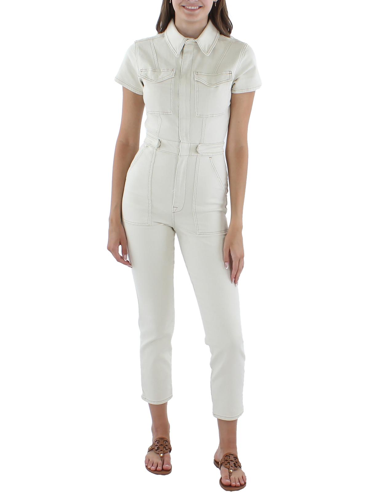 Good American Womens Denim Straight Jumpsuit