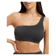 Good American Womens One Shoulder Metallic Cropped