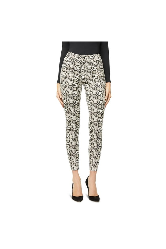 Womens Snake Print High Waist Skinny Jeans