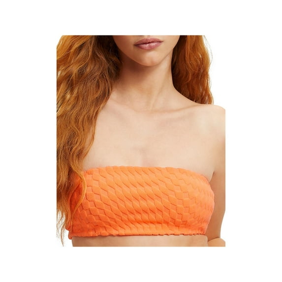 Good American Women's Jacquard Better Bandeau Bikini Top (2/M, Orange Cream)