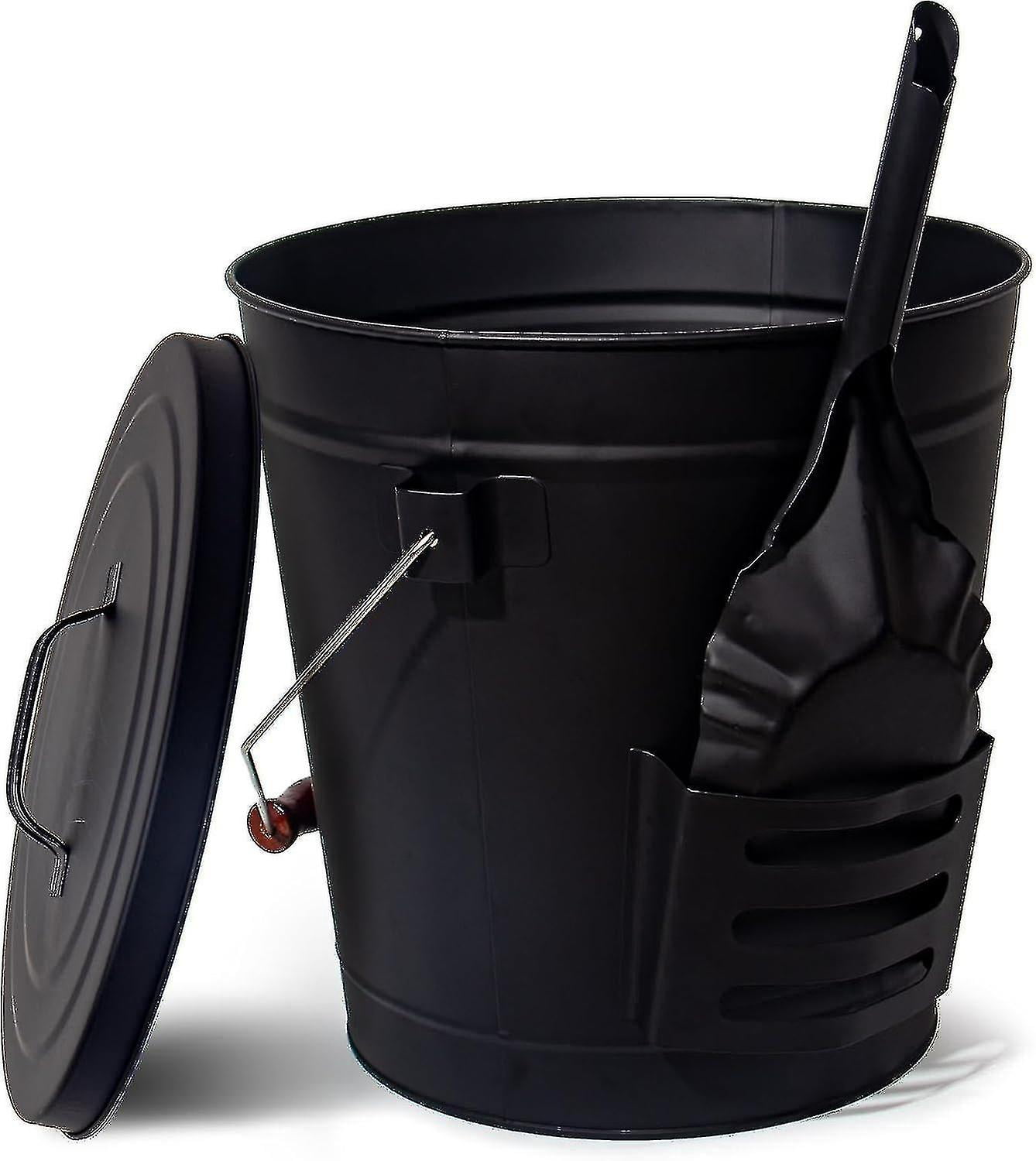 Good Ash Bucket With Lid And Shovel 20 L Fireproof Metal Bucket ...