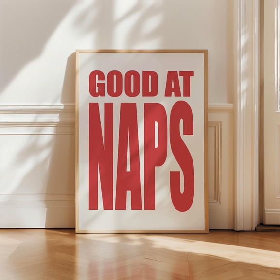 Good At Nap Bold Red Bedroom Quote Wall Art Unframed Paper Print