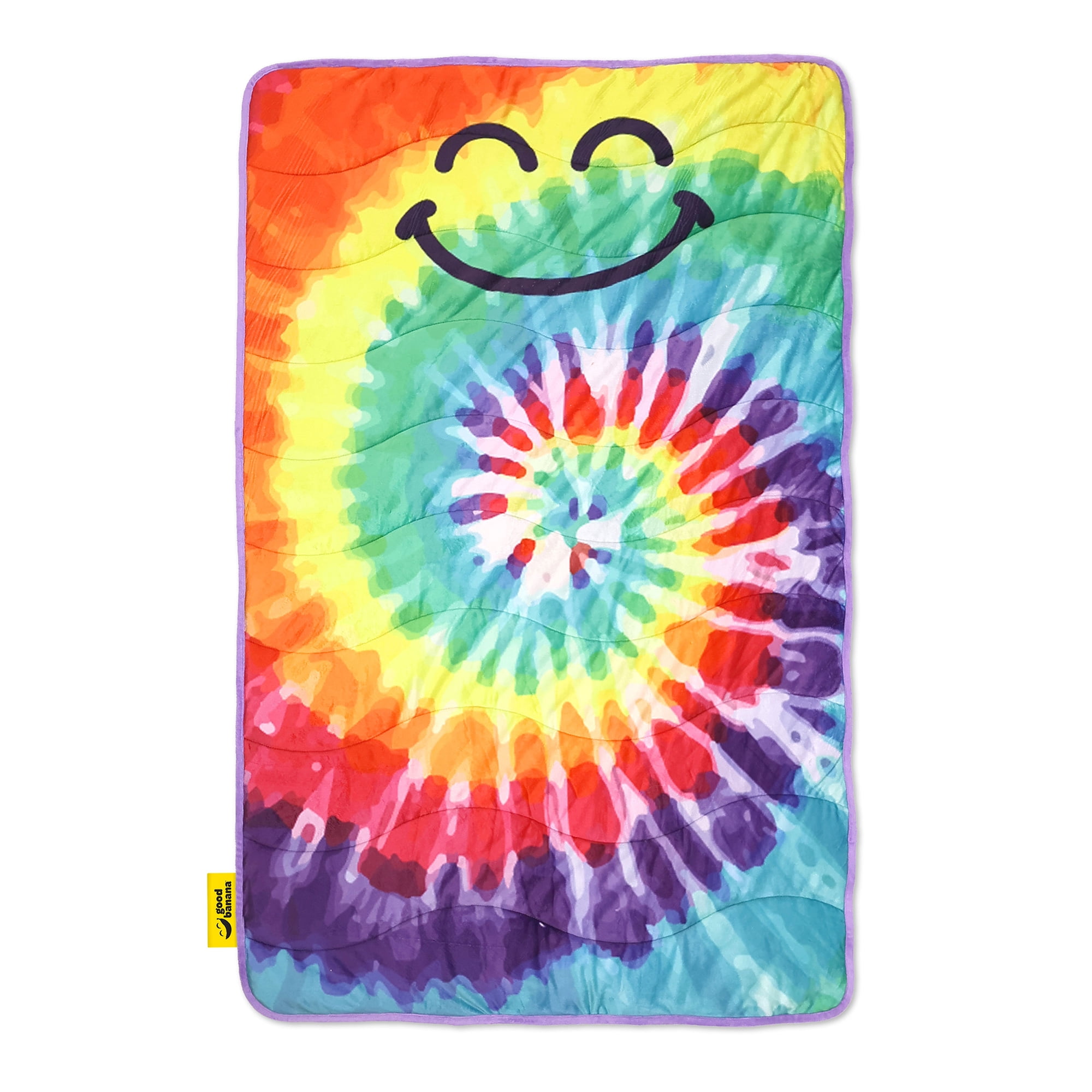 Good Banana Kids Tie Dye Weighted Blanket- Cozy, Thick, Soft, Cloud-like Coral Fleece, Even Weight Dispersion, 5 lbs, Durable Grid Stitching, Whole-Body Comfort