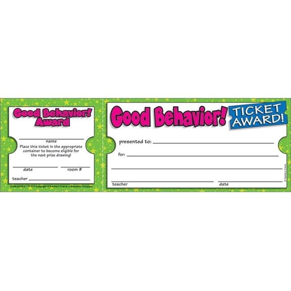 Good Behavior Ticket Awards, Pack of 6
