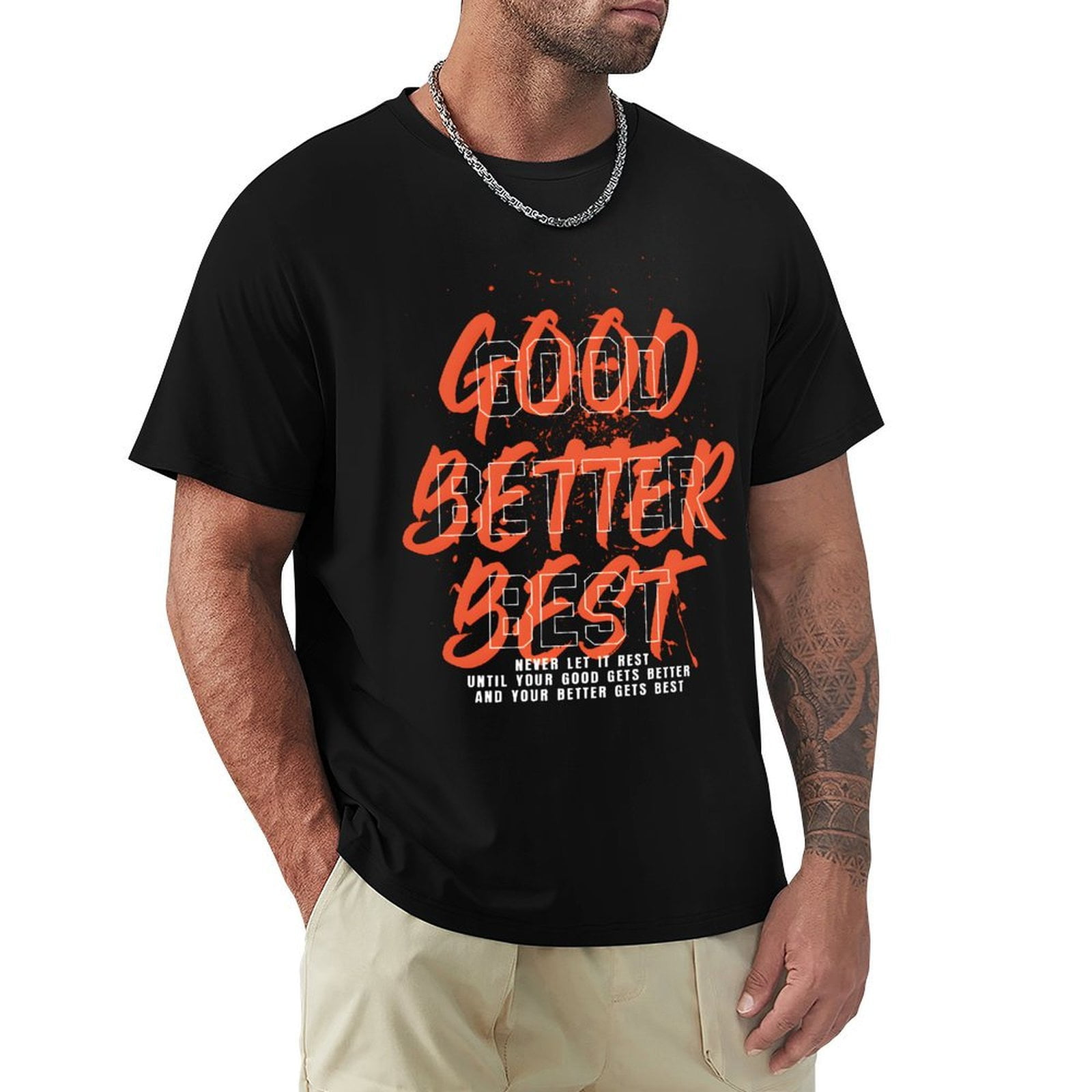 Good Better Best Bears Men's Cotton HD Print Short Sleeve T-Shirt Crew ...