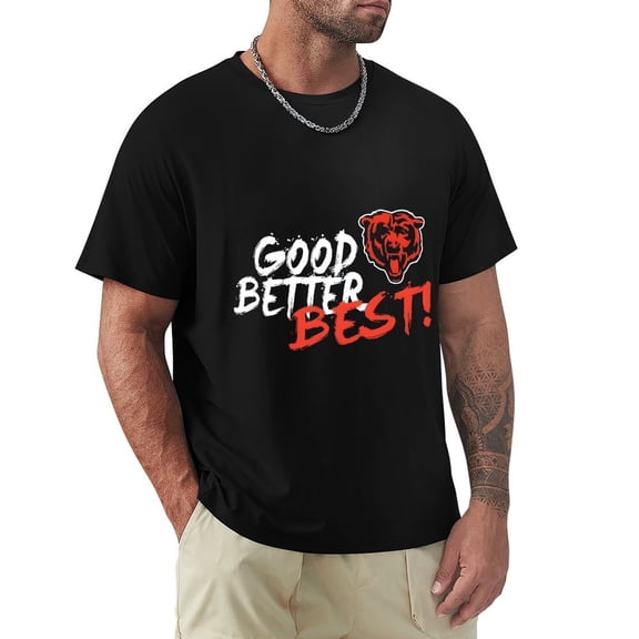 Good Better Best Bears Men's Cotton HD Print Short Sleeve T-Shirt Crew Neck Top Black 3XL