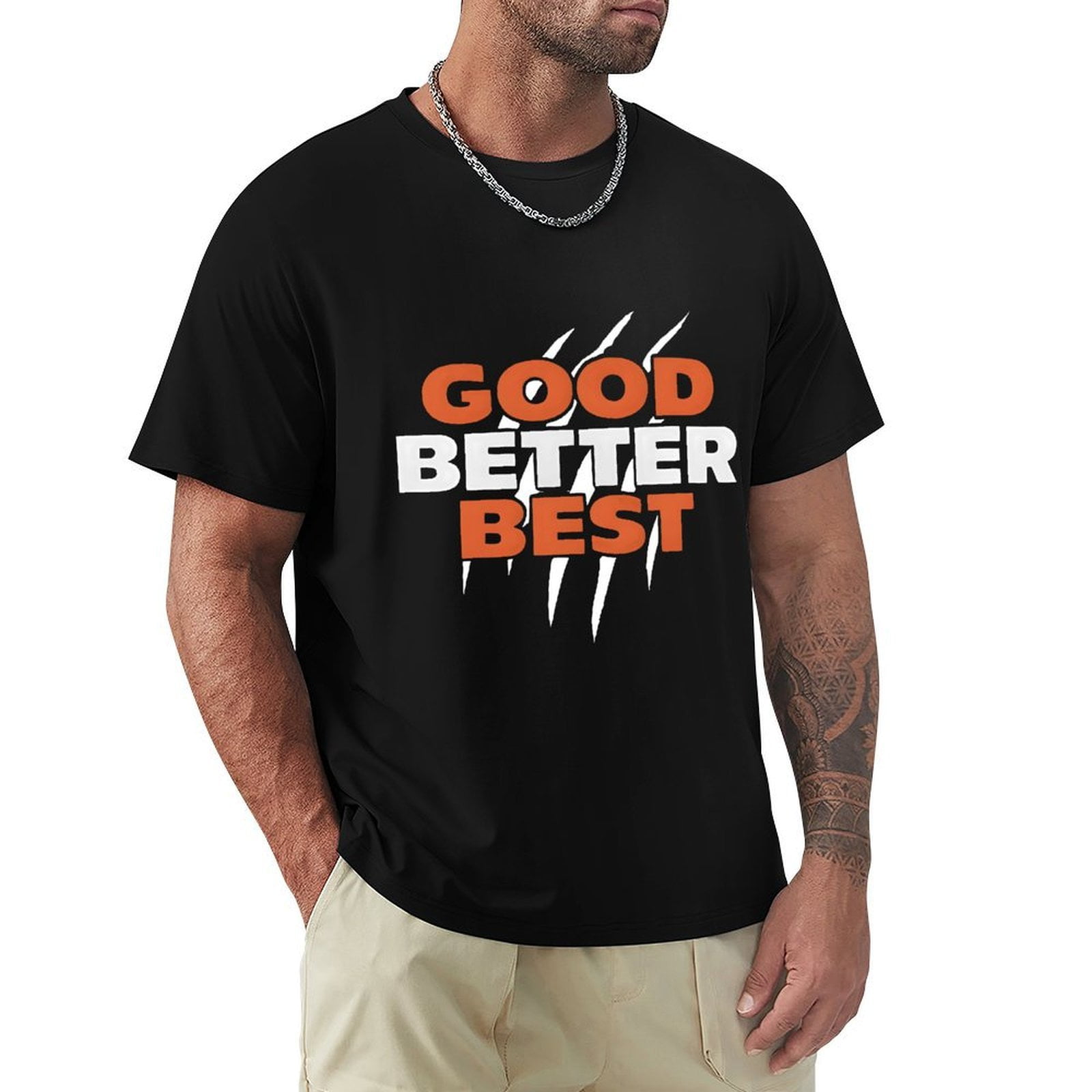 Good Better Best Bears Men's Cotton HD Print Short Sleeve T-Shirt Crew ...