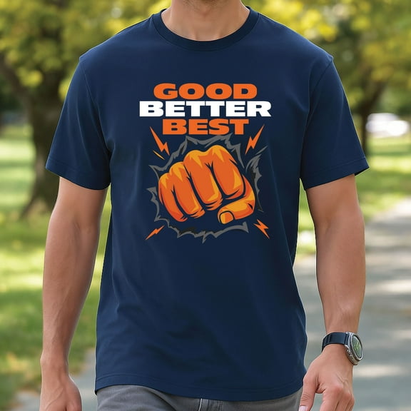 Good Better Best T-Shirt – Motivational Fist Graphic Tee, Gym Workout Shirt for Men, Positive Mindset Fitness Apparel