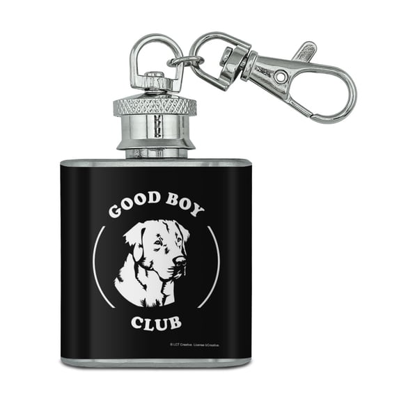 Good Boy Club Dog Funny Humor Stainless Steel 1oz Mini Flask Key Chain