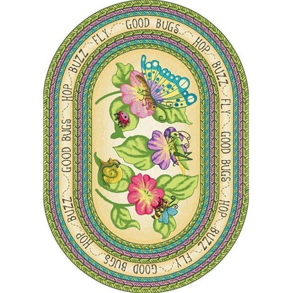 Good Bugs 5 ft.4 in. x 7 ft.8 in. Oval WearOn Nylon Machine Tufted- Cut Pile Just for Kids Rug