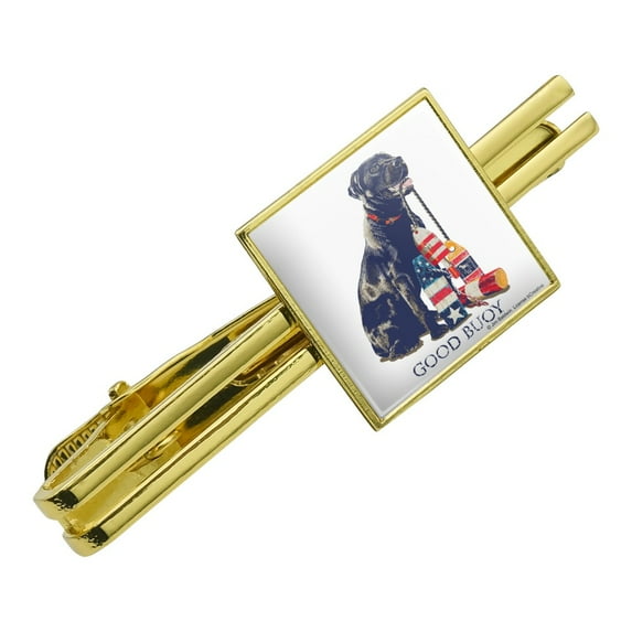 Good Buoy Boy Dog Fishing Fish Square Tie Bar Clip Clasp Tack- Silver or Gold