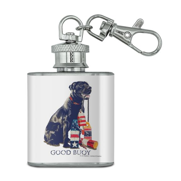 Good Buoy Boy Dog Fishing Fish Stainless Steel 1oz Mini Flask Key Chain