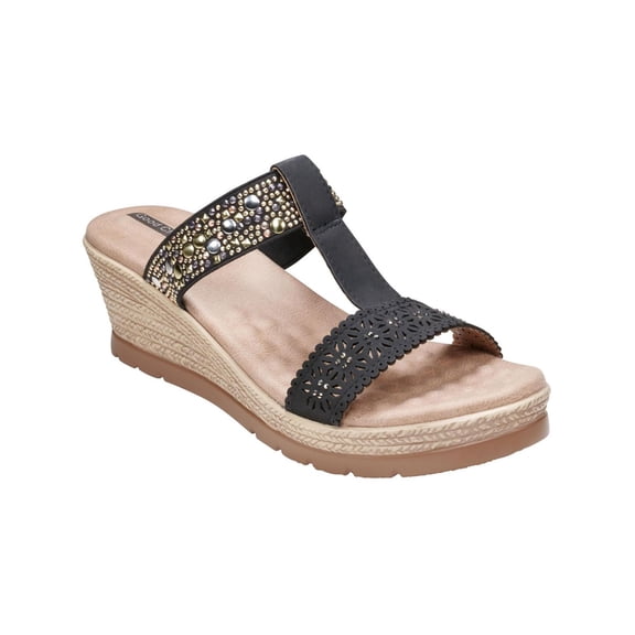 Good Choice Womens Alena Faux Suede Round Toe Wedge Sandals