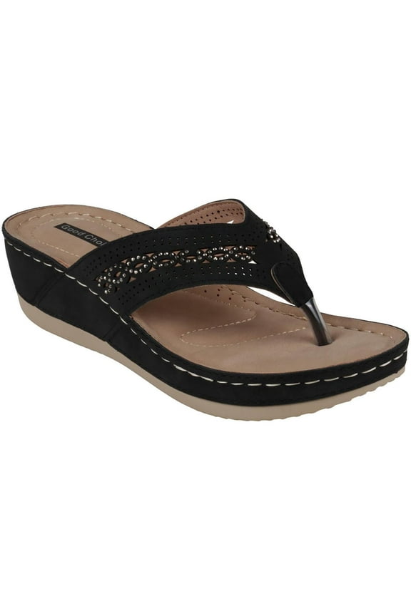 Womens Bari Faux Suede Round Toe Wedge Sandals