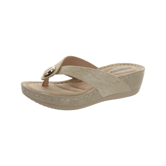 Good Choice Womens Dafni Wedge Slip On Platforms Gold 7 Medium (B,M)