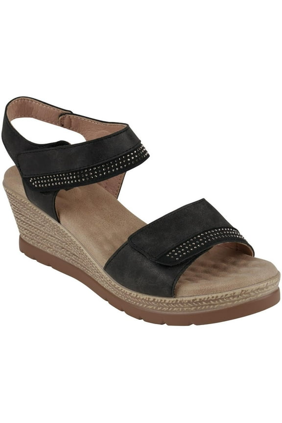 Womens Jorda Rhinestone Faux Leather Ankle Strap