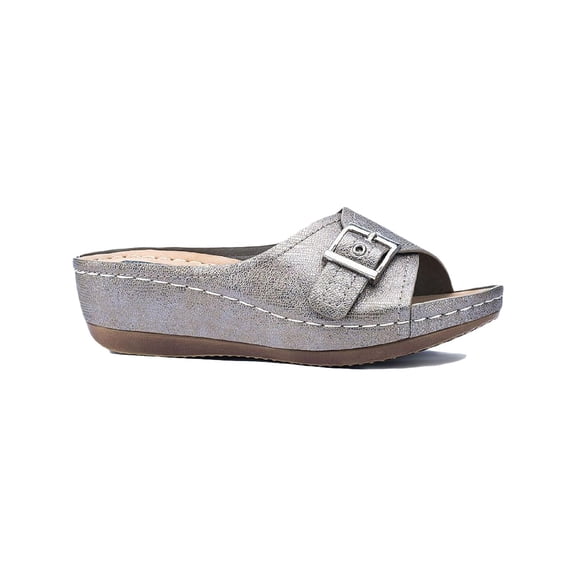 Good Choice Womens Justina Padded Insole Slide Sandals Silver 7.5 Medium (B,M)