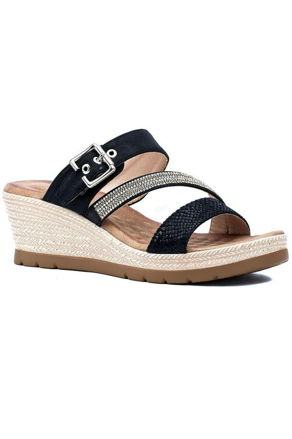 Womens Monica Faux Suede Cushioned Footbed Wedge Sandals