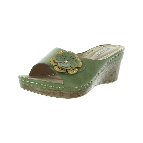Good Choice Womens Naples Embellished Faux Leather Slide Sandals