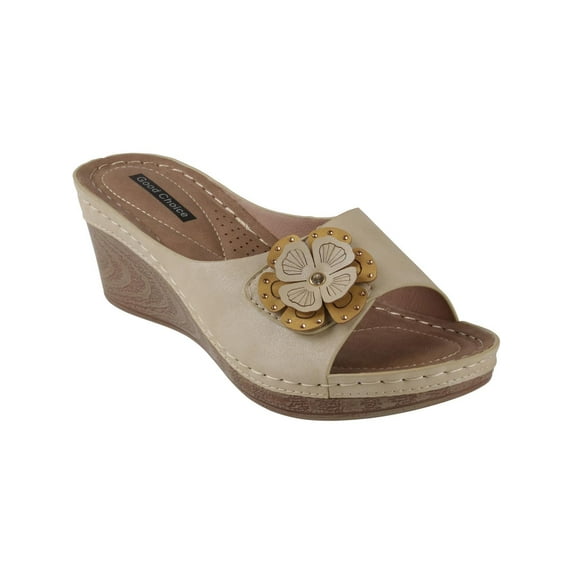 Good Choice Womens Naples Faux Leather Lifestyle Slide Sandals