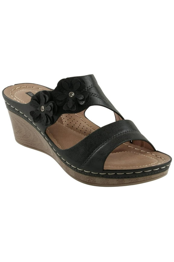 Womens RITA Comfort Insole Faux Leather Wedge Sandals