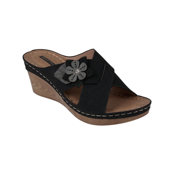 Good Choice Womens Selly Faux Suede Slip On Wedge Sandals