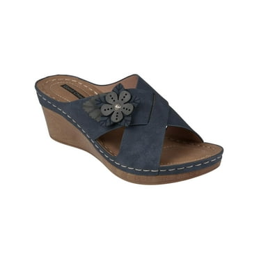 Good Choice Womens Selly Faux Suede Slip On Wedge Sandals