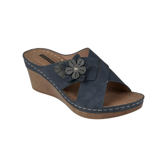 Good Choice Womens Selly Faux Suede Slip On Wedge Sandals