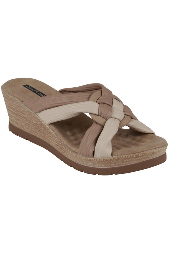 Womens Slip On Open Toe Wedge Sandals