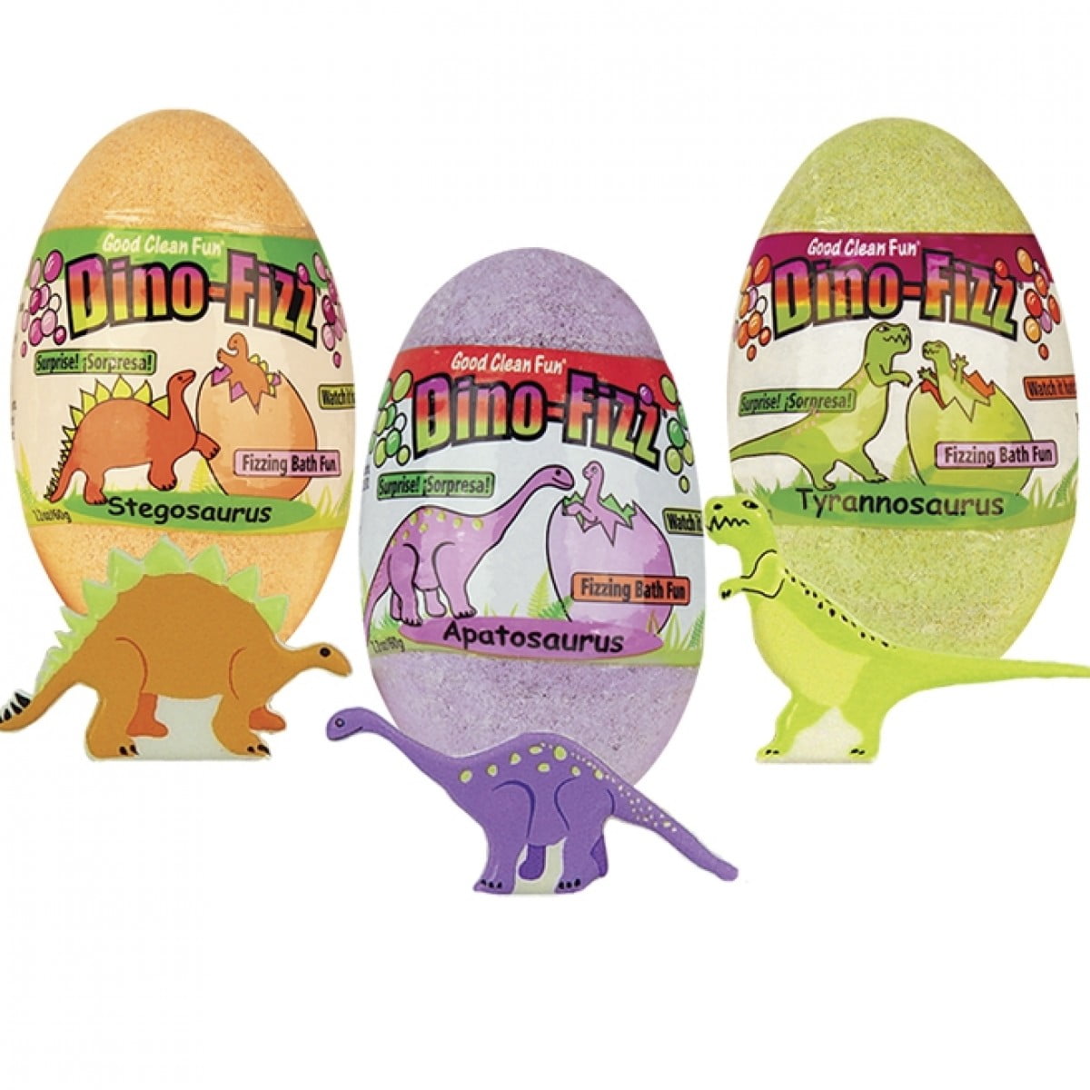 Good Clean Fun Dino Egg Bath Fizzies, Fruit Scented, 2.2 oz Each, Assorted Colors