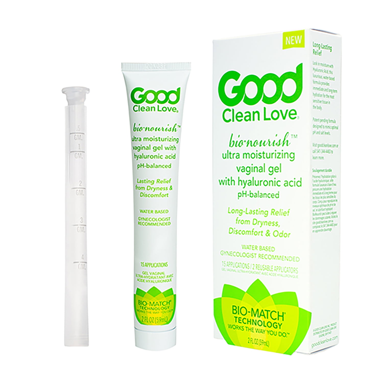 Good Clean Love: BioNourish Ultra Moisturizing Vaginal Gel with Hyaluronic Acid, pH-Balanced & Water-Based, Long Lasting Relief from Dryness & Discomfort for Women, 2 oz