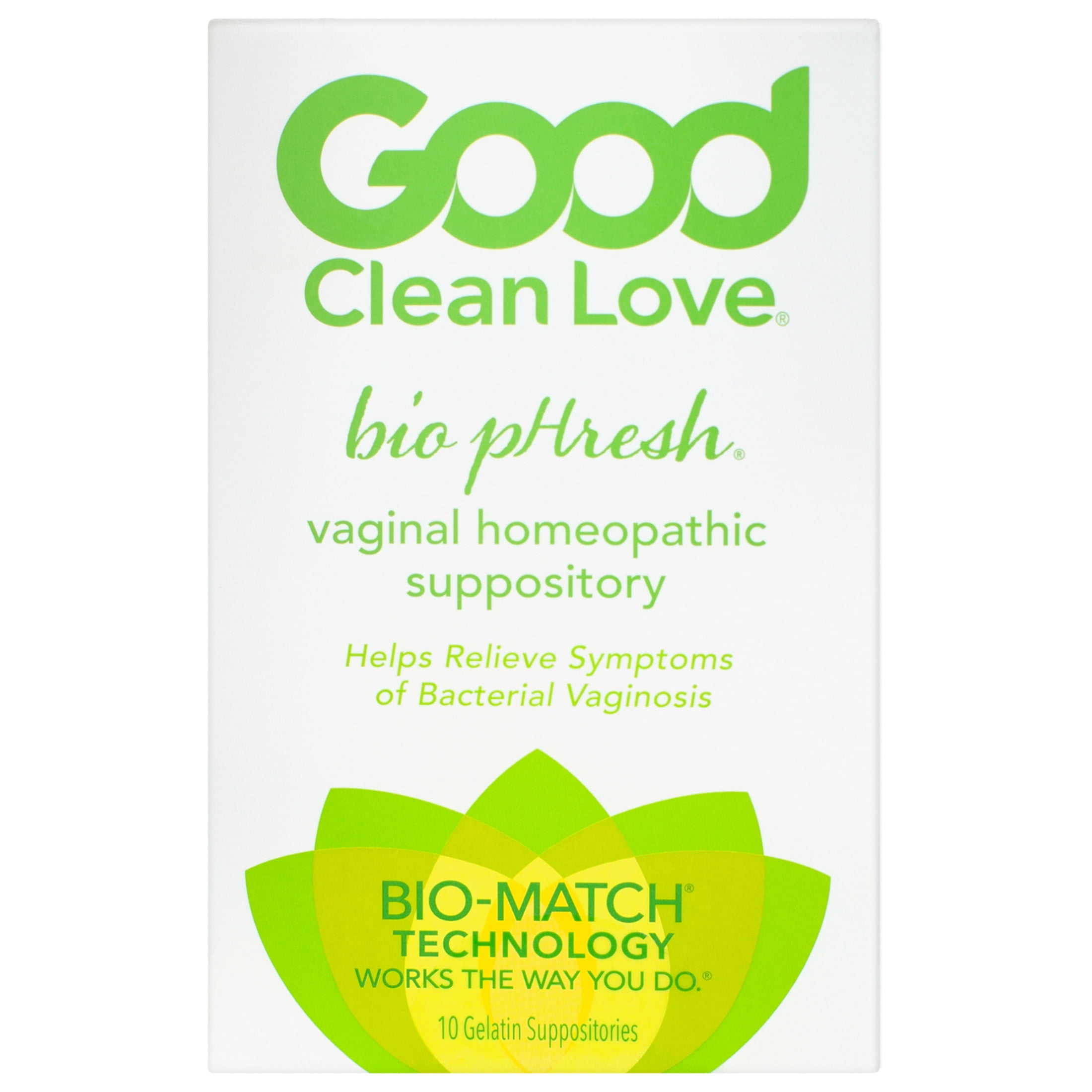 Good Clean Love Reset Vaginal Homeopathic Suppositories, BV Symptom Relief & pH Balance Support, 10 Count
