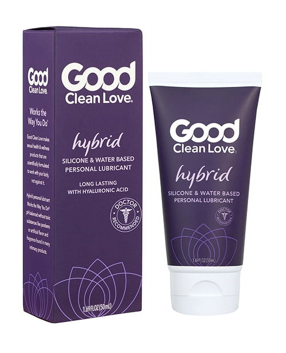 Good Clean Love Hybrid Silicone and Water Based Personal Lubricant, Premium Lasting Lube with Hyaluronic Acid, Safe for Condoms, Sexual Wellness Gel for Men and Women, 1.69 oz