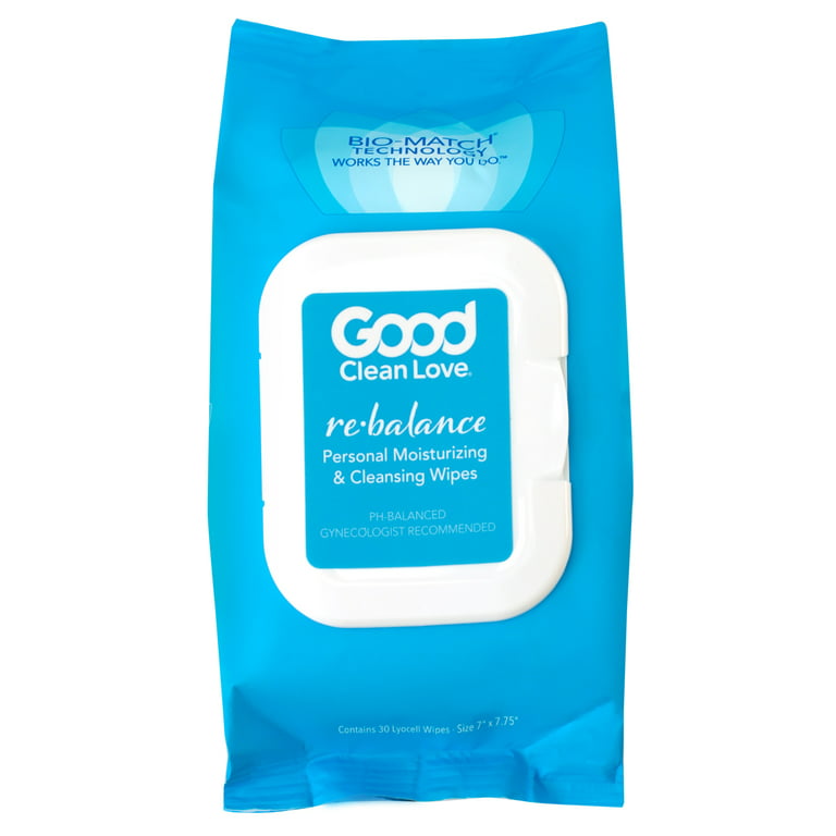  Good Clean Love Rebalance Personal Moisturizing & Cleansing  Wipes, Naturally Reduces Odor & Supports Vaginal Health, pH-Balanced  Feminine Hygiene Product, 12 Biodegradable Wipes : Health & Household