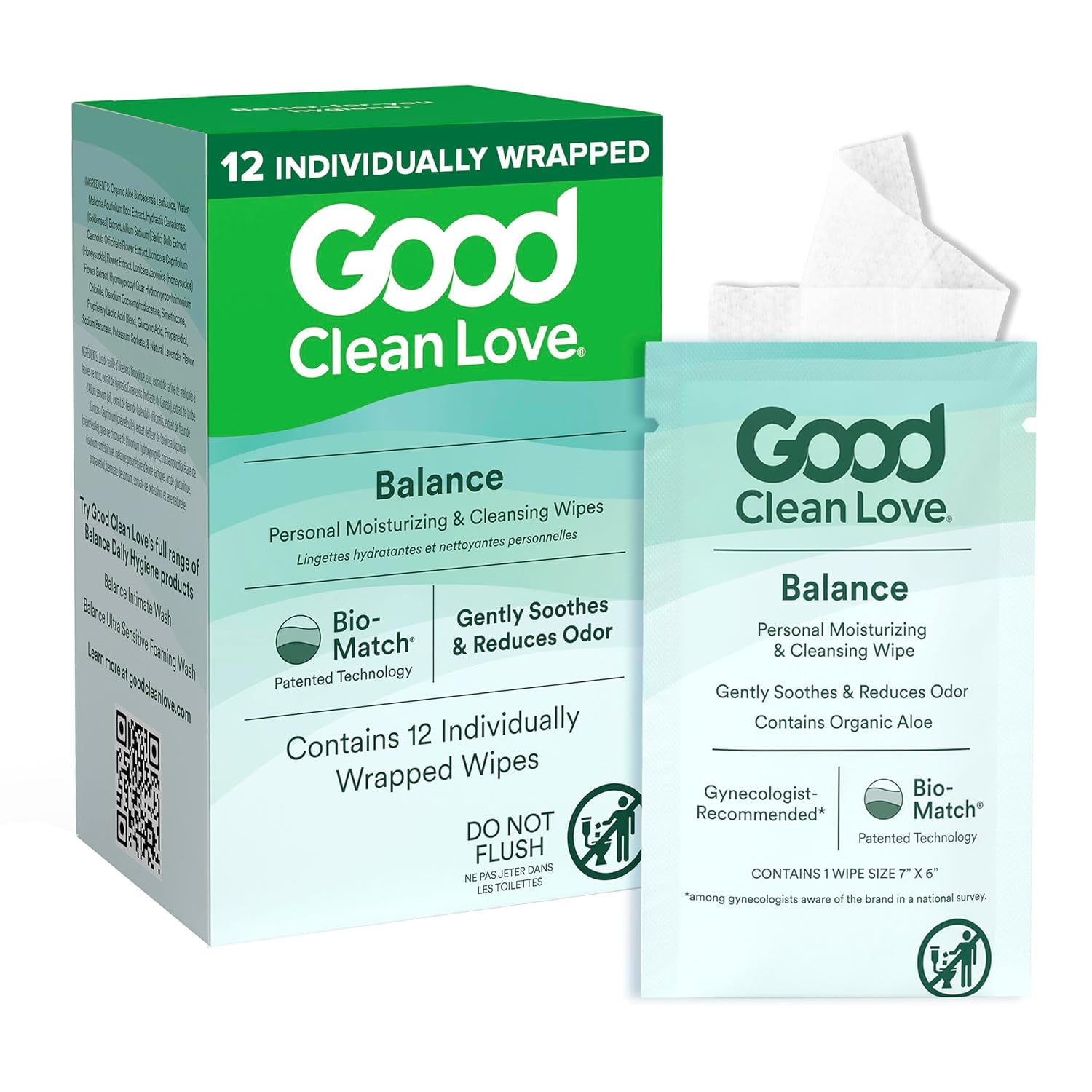 Good Clean Love: Rebalance pH-Balanced Wipes Singles (12 ct)