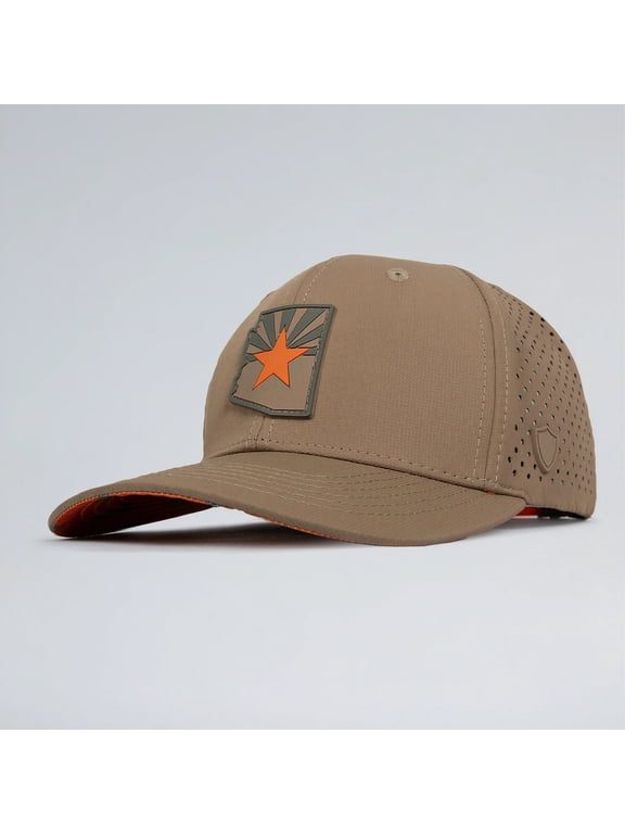 PERFORMANCE SNAPBACK HAT, Unique Signature Front Patch, Water-Repellent, Breathable & Floating | Arizona Cactus | Khaki