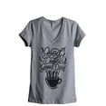 thumbnail image 1 of Good Coffee Good Day Women's Fashion Relaxed V-Neck T-Shirt Tee Heather Grey Medium, 1 of 3