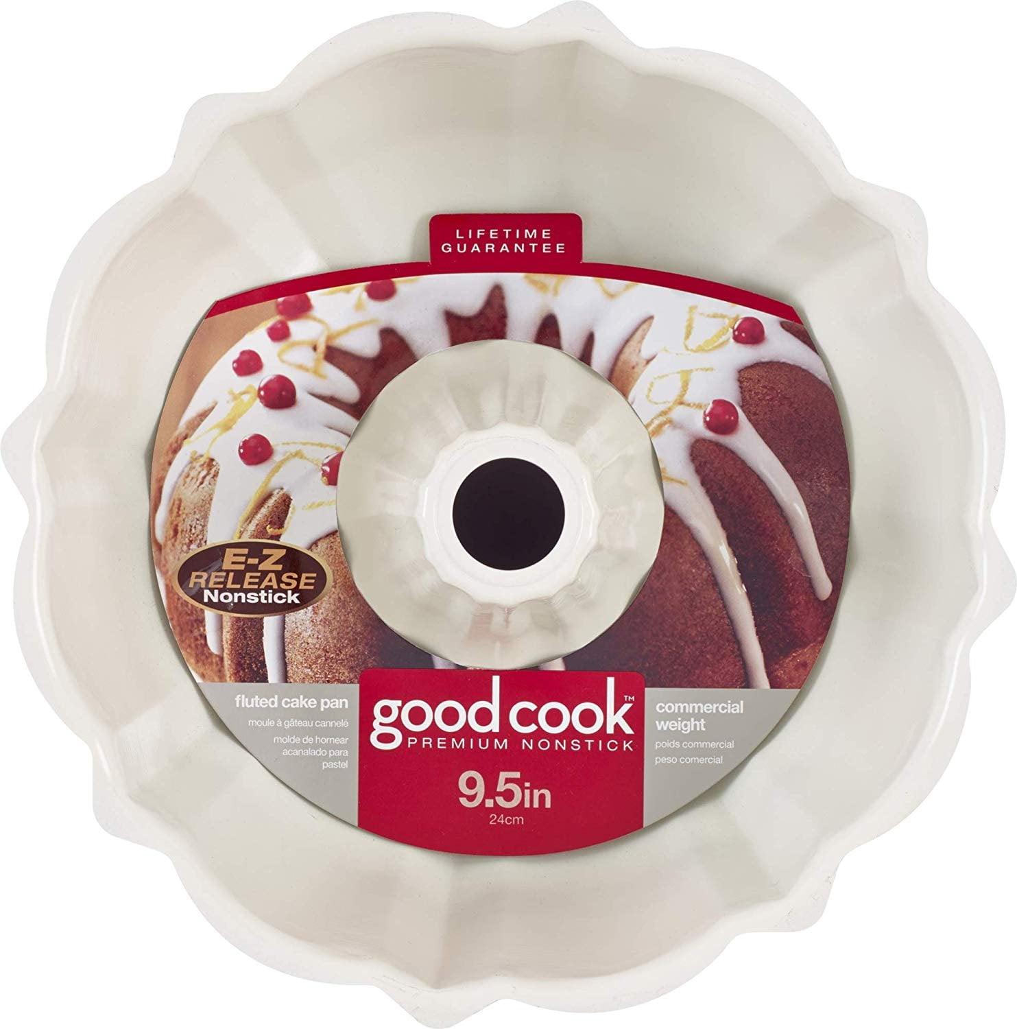 Red and White Nonstick Aluminum Fluted Bundt Cake Pan